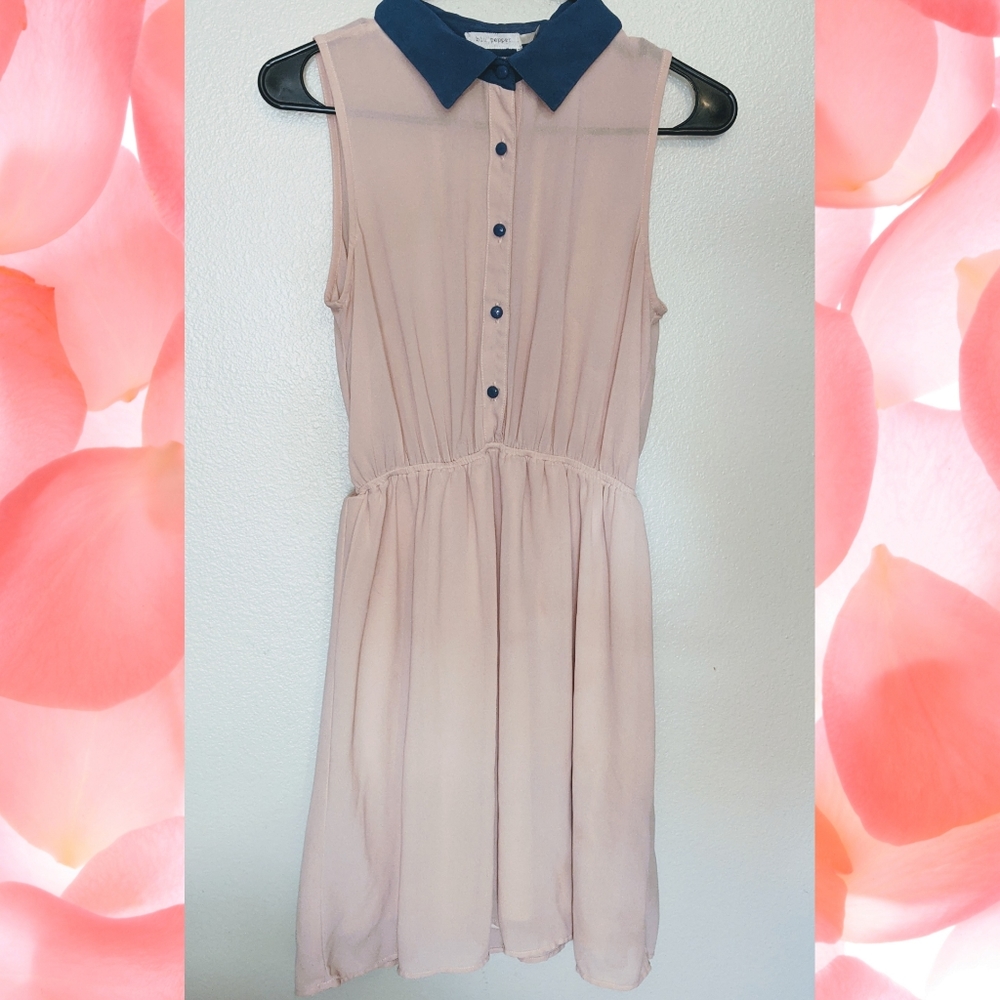 Pink dress with blue collar